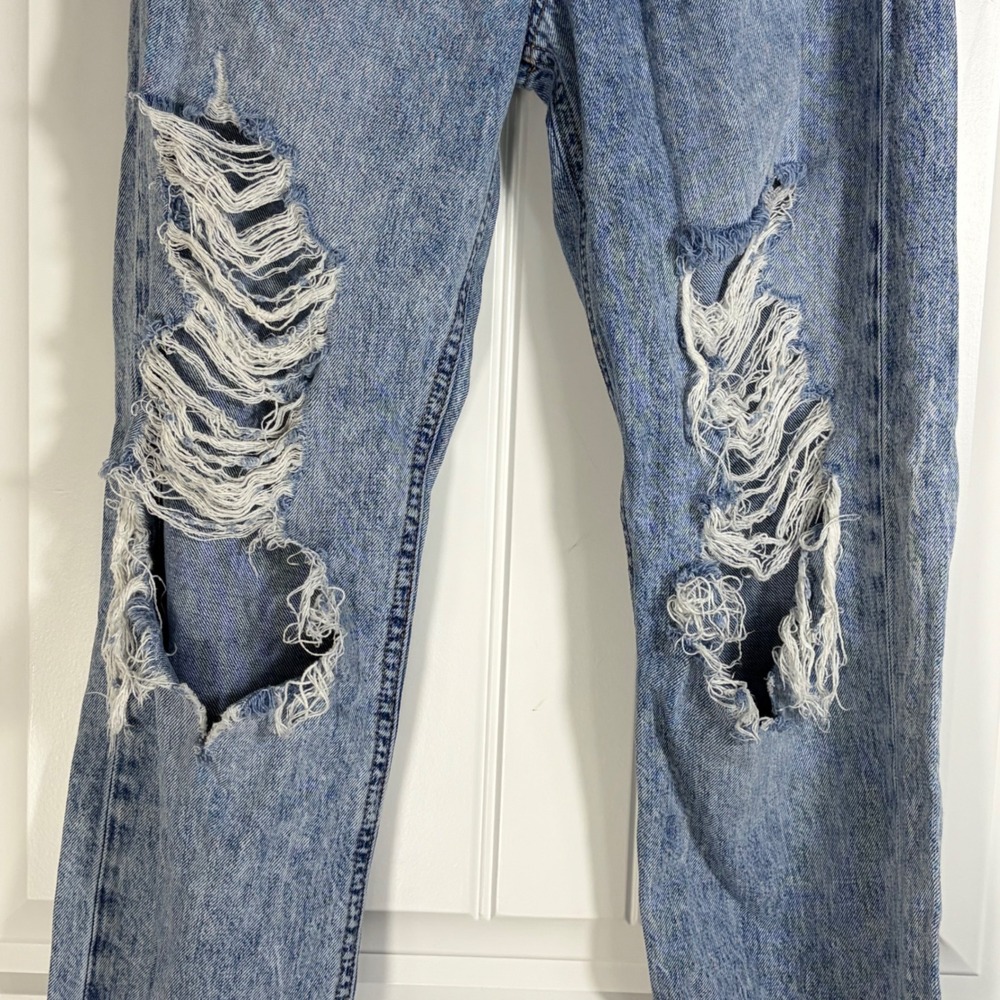 Aero 90s High Rise Baggy Jeans Light Wash Distressed 4 Reg 100% Cotton - Picture 2 of 10